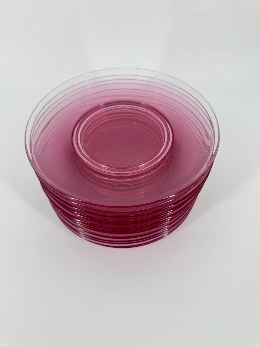 TIFFIN Wistaria Pink Glass Set of 12 Plates