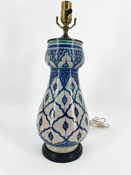 Blue & Gray Pottery Lamp